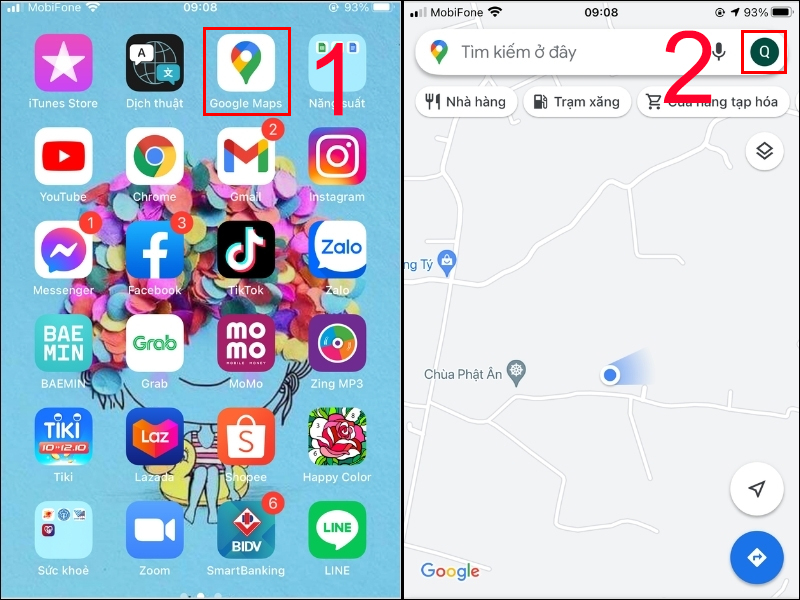 Mở Google Maps để tiên hành tải bản đồ